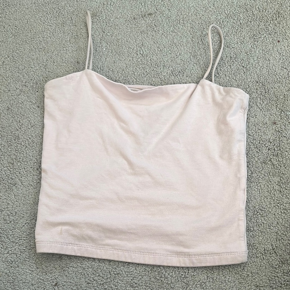 H&M Pink Fitted Crop Camisole Tank Top